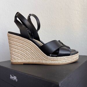 Coach Black Kaelyn LTR Wedge Sandals
